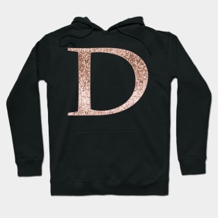 D rose gold glitter monogram letter Hoodie